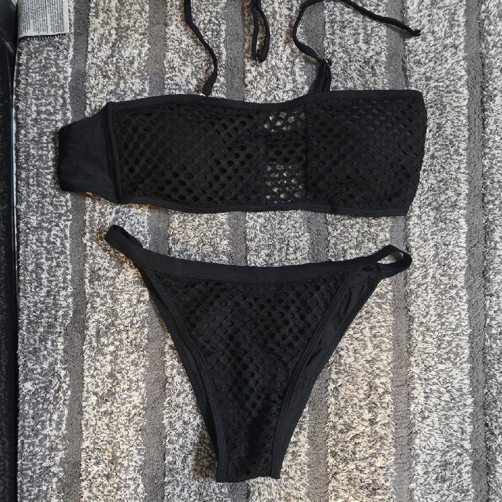 Zaful Black Mesh Bikini Set